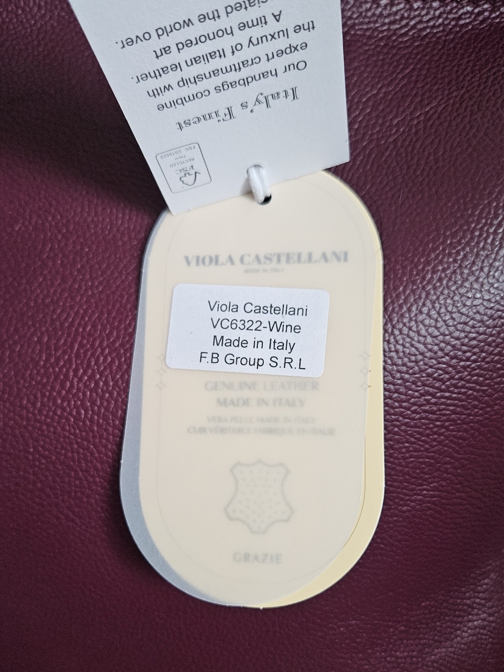 New Caterina Burgandy Leather Satchel Viola Castellani Made In Italy - Picture 4 of 10